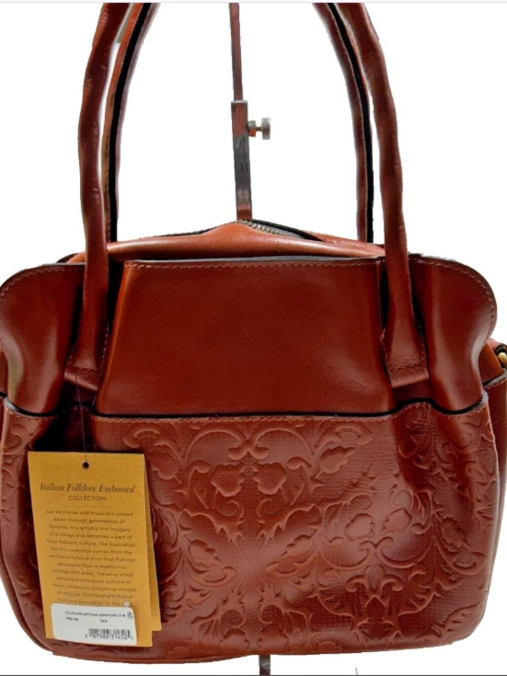 NWT Patricia Nash Ashford Satchel Crossbody Bag Tooled Leather Folklore Tan